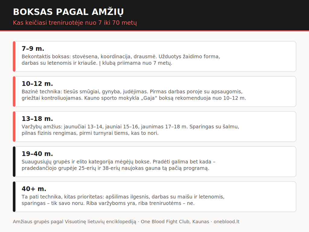 Kaip keičiasi bokso treniruotė pagal amžių – nuo 7 iki 40+ metų