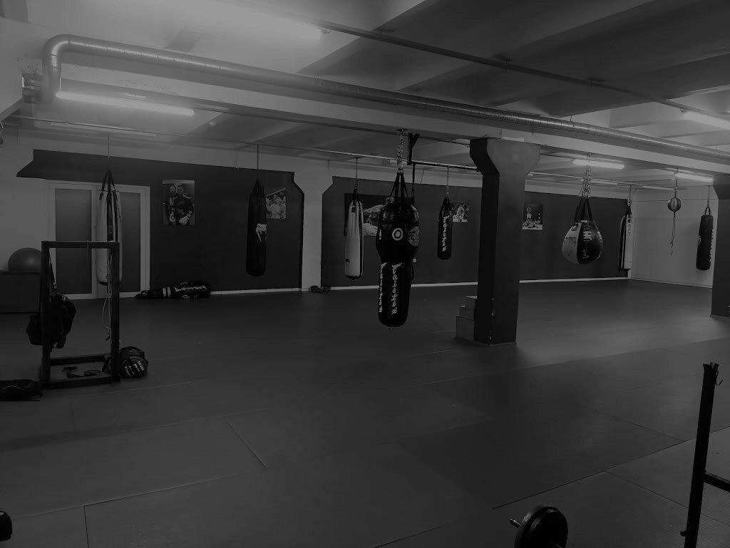 One Blood Fight Club kikbokso salė Kaune su bokso maišais